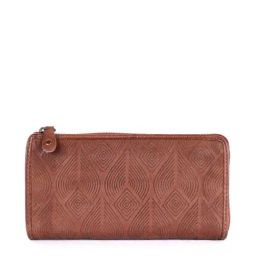 KOMPANERO Mirage Cognac Leather Textured Zip Around Wallet-15