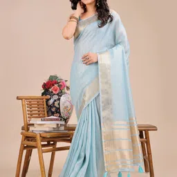 Astita Striped Woven Design Organza Saree With Blouse Piece-image-70