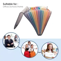 POLEN Premium Fullscape Expanding File Folder 13 Pocket Polypropylene Blue with Colored Inner & Net Pocket image 5