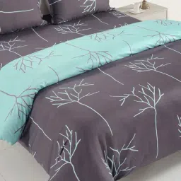 Swayam Grey & Turquoise Green Cotton 200 TC Bedding - Set of 4-image-36