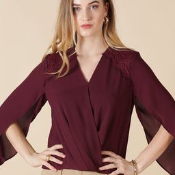 Gipsy Maroon Solid Wrap Top-image-70