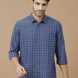 CAVALLO by Linen Club Men Contemporary Slim Fit Tartan Checks Opaque Checked Casual Shirt-picture-15