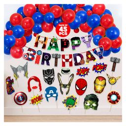 ZYOZI Avenger Themed Birthday Decoration Kit Multicolour - Pack of 45-image-98