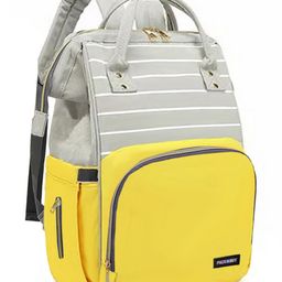 PACKNBUY Diaper Bag Backpack Stylish Stripe Pattern Baby Travel Bag  Yellow-image-43