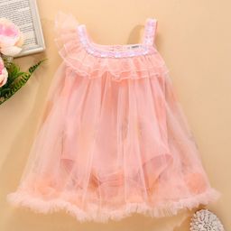 Mark & Mia Sleeveless Party Wear Onesie - Peach-image-56