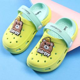 Babyoye Slip On Unicorn Applique Clogs with Back Strap - Lime Green-image-59