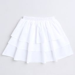Aww Hunnie 100% Cotton Solid Layered Skirt - White-image-91
