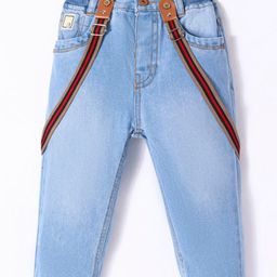 Little Kangaroos Denim Full Length Jeans  With Suspender Belt - Ice Blue-image-16