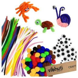 VibhutiCrafts Creative Craft 3-in-1 Bundle50 Pipe Cleaners, 50 Pompoms & 50 Googly Eyes | 150 Pieces for DIY Projects & Art Activities-20