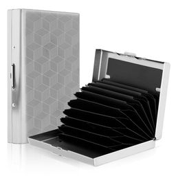 Storite 8 Slot RFID Metal Slim Credit Debit ATM Card Holder Case ForWomen (Silver -6.5 x9.5x 1.5 CM)-13