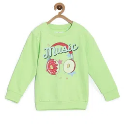 The Mom Store Cotton Full Sleeves Music Text Printed Sweatshirt - Green-picture-47