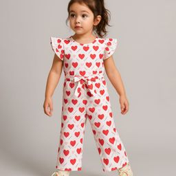 Mark & Mia Cap Sleeves Jumpsuit with Hearts Print - Pink-image-68