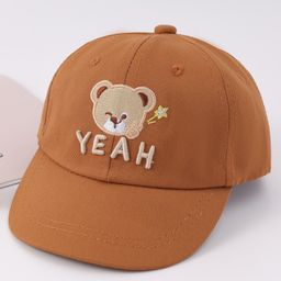 Babyhug Free Size Baseball Cap With Bear Embroidery - Brown-20