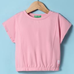 UCB Knit Half Sleeves Solid Colour Top - Pink-image-38