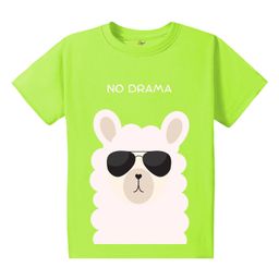 KAVEE Pure Cotton Half Sleeves No Drama Text Printed Tee - Neon Green-picture-7