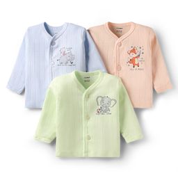 CUCUMBER Sinker Knit Full Sleeves Jhablas with Animal Print Pack of 3 - Light Blue & Peach-image-138