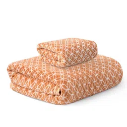 Kuber Industries Gold-Toned & White 2 Piece Printed Cotton 270 GSM Towel Set-22