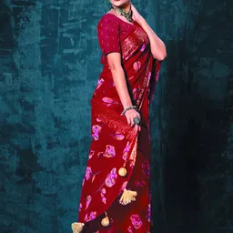 LeeliPeeri Designer Floral Zari Poly Georgette Saree-picture-27