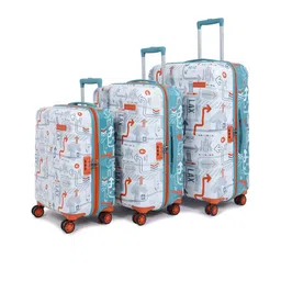 uppercase JFK Duo Set Of 3 Printed Hard-Sided Trolley Suitcase-17