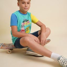 Jack & Jones Junior Boys Spongebob Graphic Printed Round Neck Cotton T-shirt-picture-3
