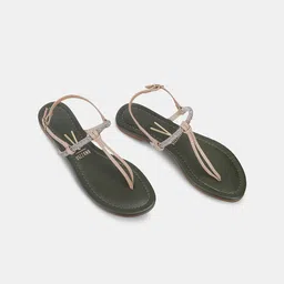 Vizzano Women Colourblocked Ethnic T-Strap Flats-image-14