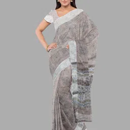 The Chennai Silks Floral Zari Linen Blend Bhagalpuri Saree-picture-46