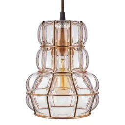 Homesake Clear & Copper Crown Shape Metal Glass Hanging Lamp - Set of 1-image-7