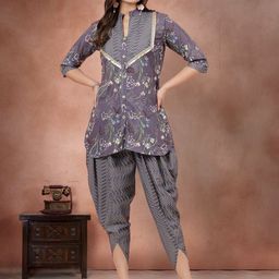 Moda Rapido Embellished Floral Printed Tunic with Dhoti Pants Co-Ords-picture-10