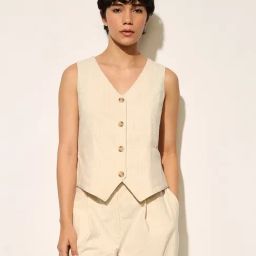 Only Beige Stripes Waistcoat-image-43