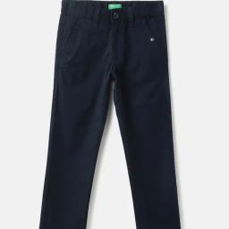 United Colors of Benetton Boys Blue Cotton Blend Solid Trousers-image-101