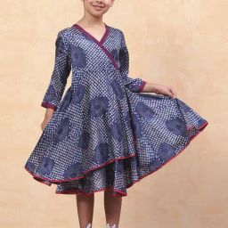 Biba Girls Blue Printed Casual Dress-image-32