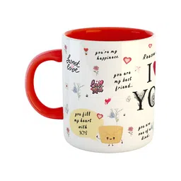 ARTBUG White & Red Printed Ceramic Glossy Finish Dishwasher & Microwave Safe Mugs 350 ml-image-57