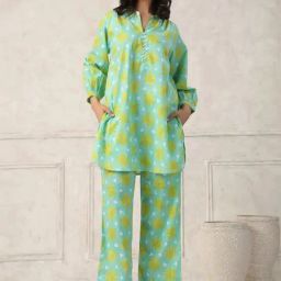 Ganga Grace Green Abstract Printed Coord Set-image-63