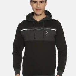 Dollar Black Regular Fit Colorblock Hoodie-image-81