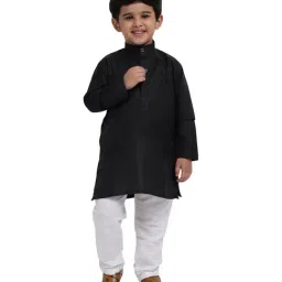 BownBee Kids Black Cotton Kurta & Pajamas-image-25