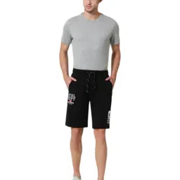Van Heusen Sport Regular Fit Zipper Pocket Ultra Soft Printed Knit Shorts - Black-picture-19