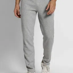 Van Heusen Athleisure Regular Fit Smart Tech Easy Stain Release Solid Trackpants - Grey Melange-picture-12