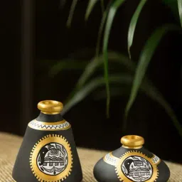ExclusiveLane Tiny Twins Pots Showpieces With Intricate Madhubani Hand-Painting In Terracotta-image-46