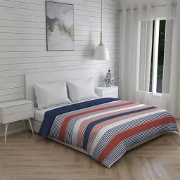 Boutique Living Stripe Tease Stripes Navy Blue 160 TC Cotton Queen Comforter-image-78