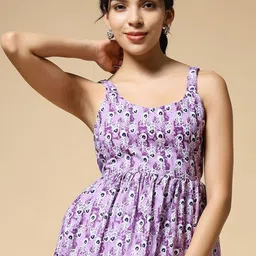 Istyle Can Women Ethnic Motifs Printed Shoulder Straps Cotton Peplum Top-image-74