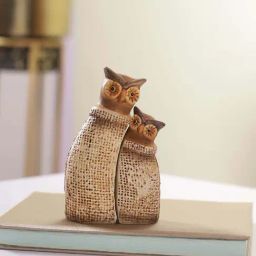 Tayhaa Brown Ceramic Owl Showpiece - Set of 2-image-42