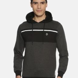 Dollar Charcoal Melange Regular Fit Colorblock Hoodie-picture-16