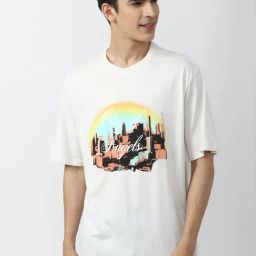 Forever 21 White Cotton Regular Fit Printed T-Shirt-image-93