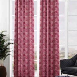 Bianca VILLA C`ESTA Pink Faux Silk 7 Ft. Door Curtain - Set of 2-23
