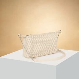 Forever Glam by Pantaloons Ivory Textured Medium Sling Handbag-image-7