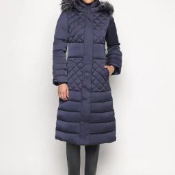 Guess Blue Solid Hooded Neck Puffer Jacket-image-59