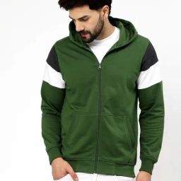 Kalt Green Regular Fit Solid Hooded Sweatshirt-image-90