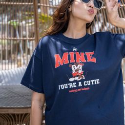 BonOrganik Mickey & Minnie Typography Printed Cotton Oversize T-shirt-picture-42