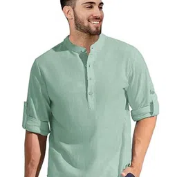 EdinWolf Mandarin Collar Cotton Slim Fit Straight Kurta-picture-1