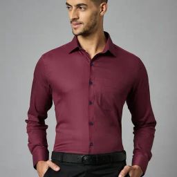 Louis Stitch Maroon Regular Fit Shirt-image-63